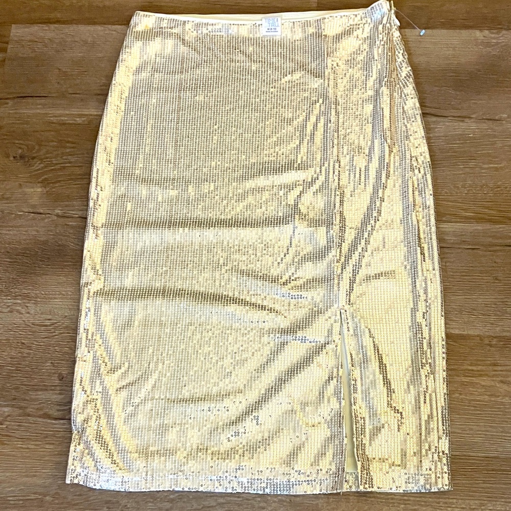 Golden Sequin Pencil Skirt